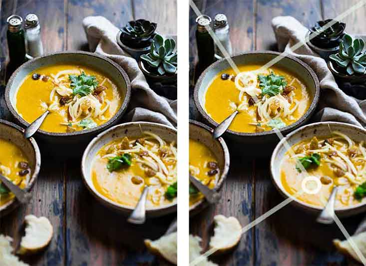 Golden triangle composition food photography