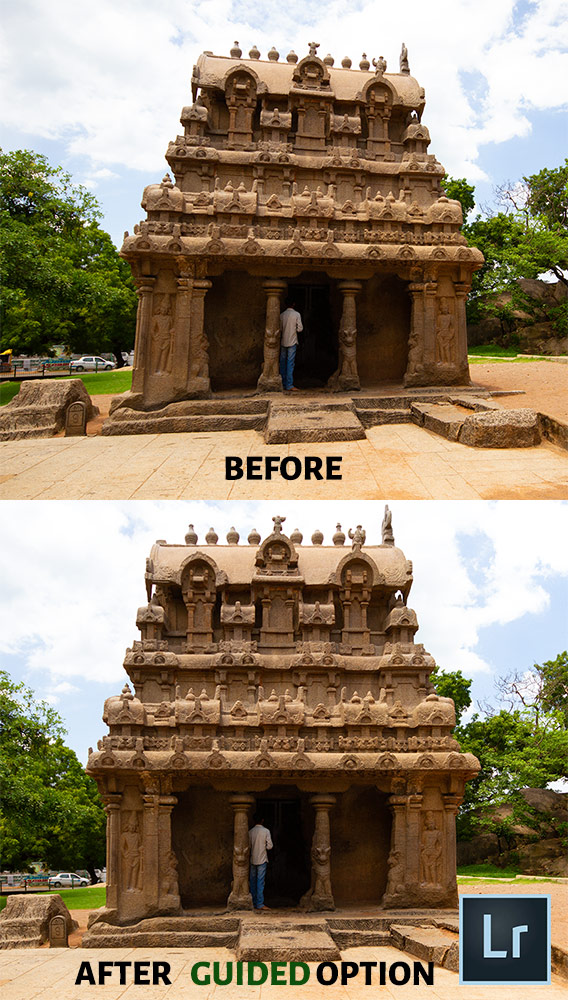Lightroom Perspective Correction-Manual Guided Option- Before After Image