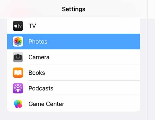 Settings Photos Change HEIC format during file transfer