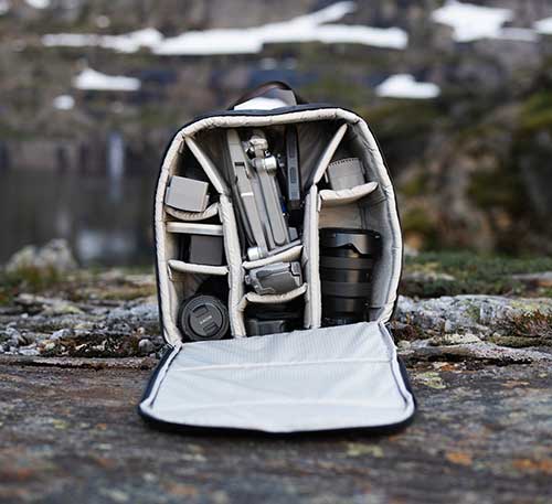 camera bag with detatchable internal compartment feature