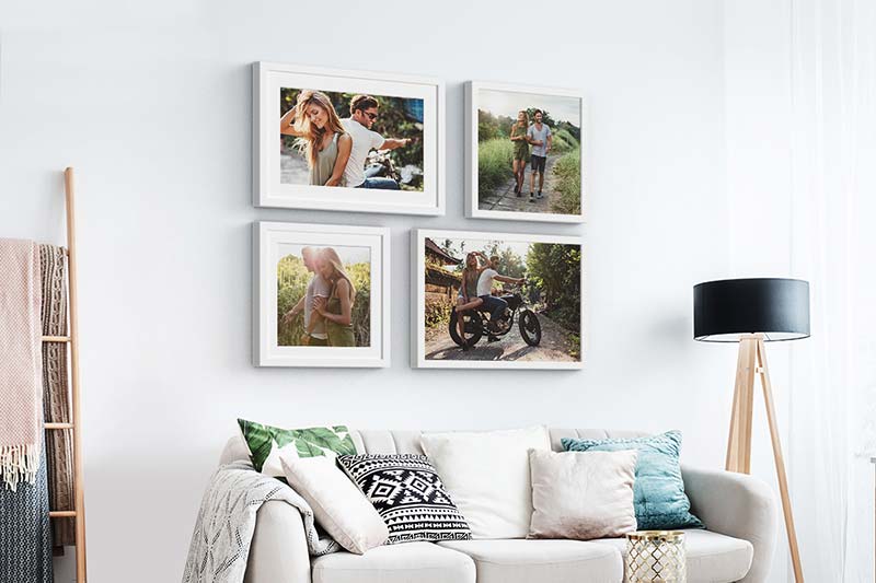 framed photo prints on wall